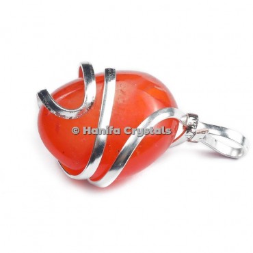 Carnelian Tumbled Pendants with Wire Wrap