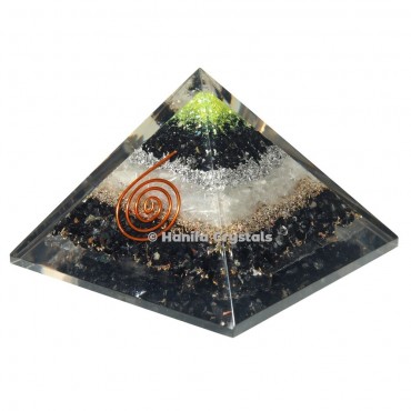 Black Tourmaline Orgonite Pyramid With Selenite