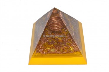 Citrine With Copper Crystal Points Orgone Pyramid