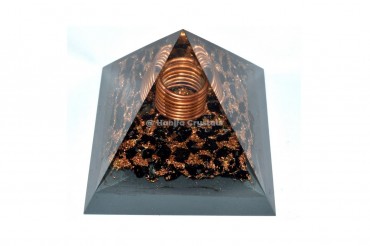 Black Tourmaline With Copper Point Orgonite Pyramid