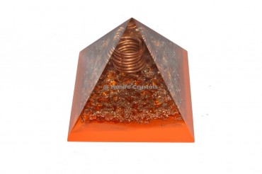 Carnelian With Crystal Point Orgone Pyramid