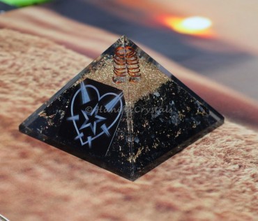 Black tourmaline with Love Heart Orgonite Pyramid
