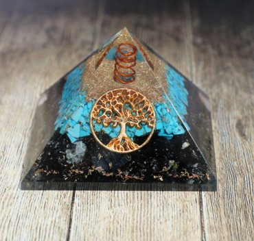 Black Tourmaline With Turquoise Orgonite Pyramid