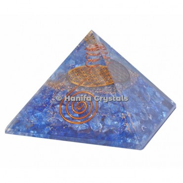 Blue Quartz With Flower Of Life Orgonite Pyramids