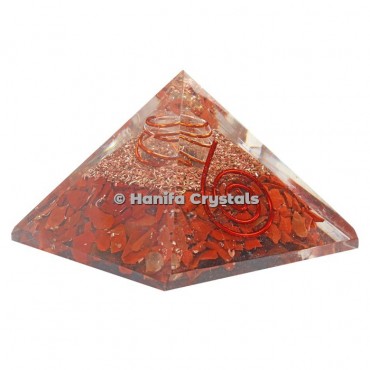 Red Jasper With Crystal Quartz Point Orgonite Pyramids