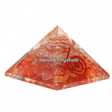 Carnelian With Crystal Point Orgonite Pyramids