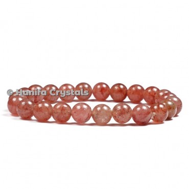 Pink Quartz Round Beads Bracelet