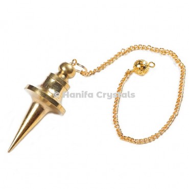 Golden Brass Pointed Cone Dowsing Pendulum