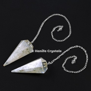 Crystal Quartz Orgone Pendulum with Silver Chain