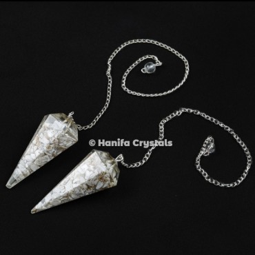 Howlite Orgone Pendulum with Silver Chain