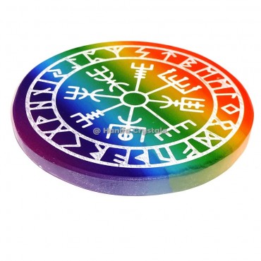 Rainbow Selenite Runic Symbol Engraved Charging Plate