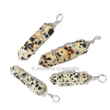 Dalmation with Double Terminated Wire Wrap Pencil Pendant