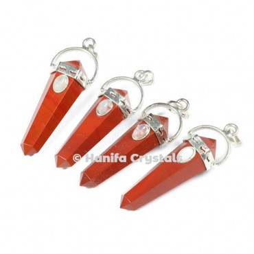 Red Jasper with Crystal Stone Pencil Pendant