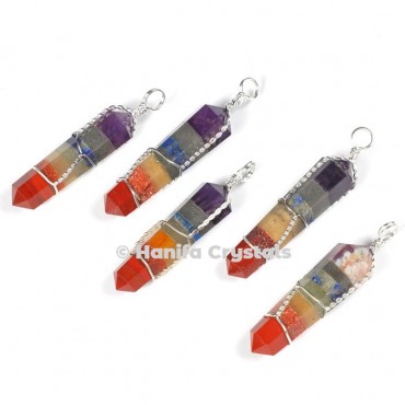 Bonded Seven Chakra with Double Terminated Pencil Pendant