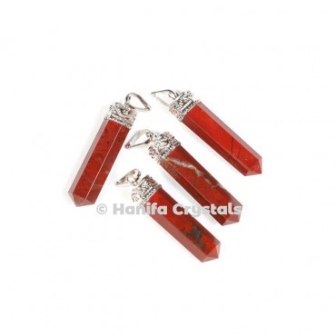 Red Jasper with Silver Cap Pencil Pendant