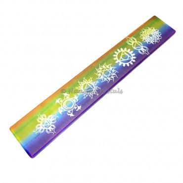 7 Chakra Rainbow With Engraved Chakra Selenite Wand