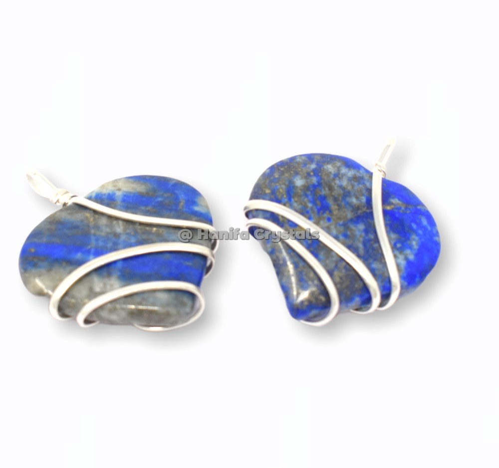 Lapis Lazuli Heart Wire Wrap Pendant