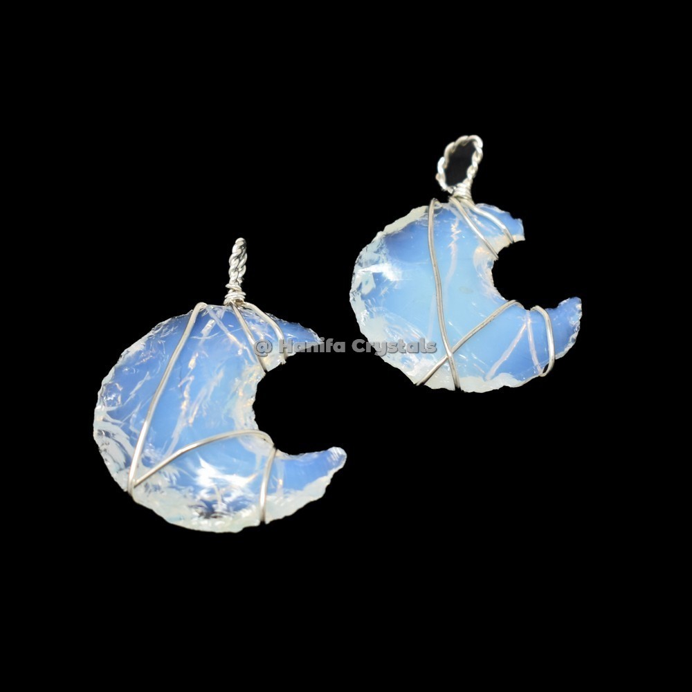 Opalite Moon Wire wrapped Pendant