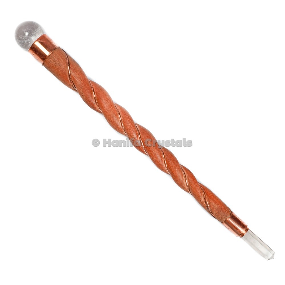 Spiral wooden healing wand